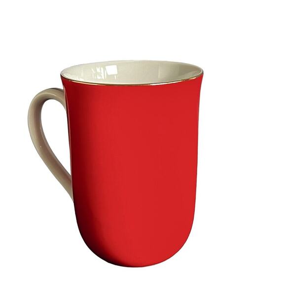 Otagiri Christmas Gibson Porcelain Cup Red Gold Tree Mug Holidays 4" Tall Japan - Picture 6 of 11